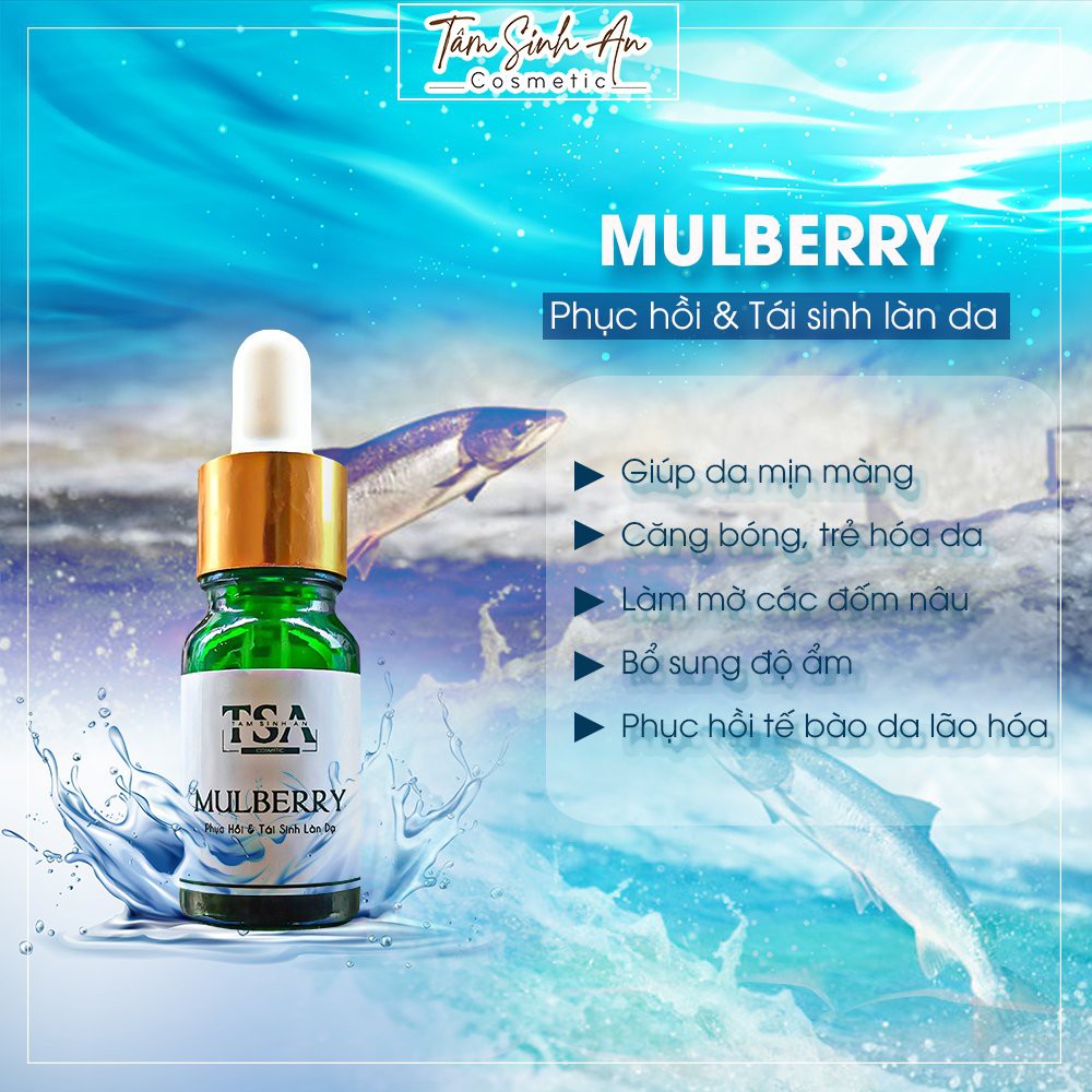 Serum Căng Bóng Da Tinh Chất Cá Hồi MULBERRY - 3 Ngày Dưỡng Trắng Mịn Màng, Thu Nhỏ Lỗ Chân Lông - Sản Phẩm Thay Thế Bortox - Tâm Sinh An Cosmetic