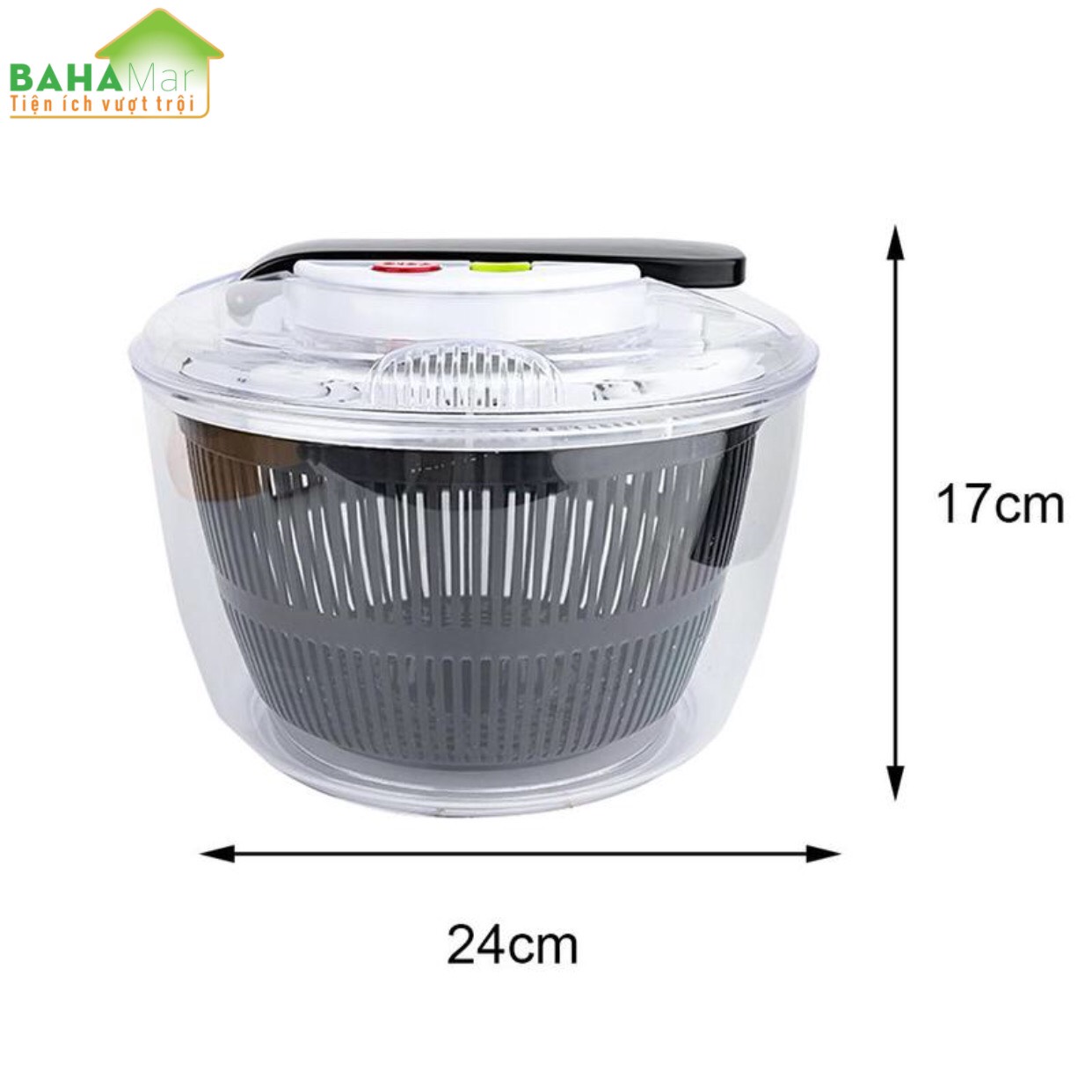 CHẬU ĐA NĂNG RỬA VÀ QUAY VẮT KHÔ RAU CỦ QUẢ THEO NGUYÊN LÝ ĐÒN BẨY có thể xoay nhiều món salad và rau tại cùng thời gian, tay nắm ấn đẩy có thể dễ dàng làm sạch và làm khô rau.