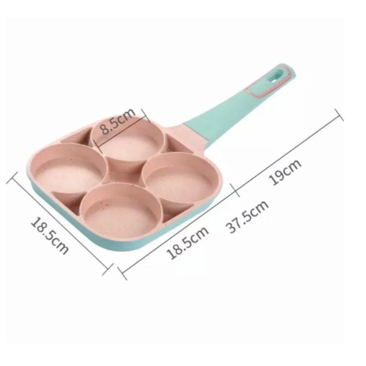 Chảo 4 lỗ làm bánh, chiên trứng SERENA Pink Mint dùng bếp gas bếp từ 