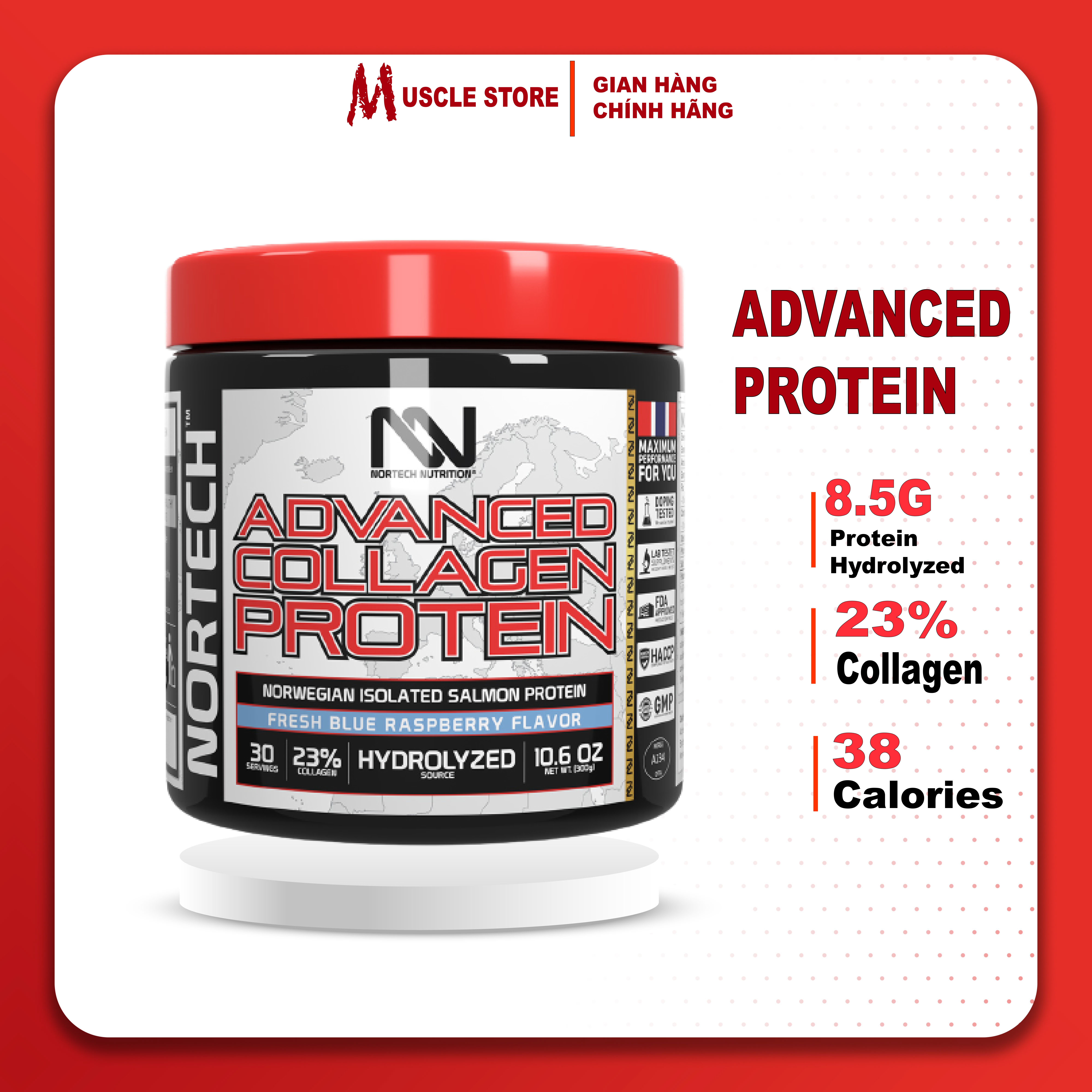 [Chính hãng] NorTech Advanced Collagen Protein (300G), Bổ Sung Protein Cá Hồi, Collagen, Đẹp Da & Ngăn Ngừa Lão Hóa
