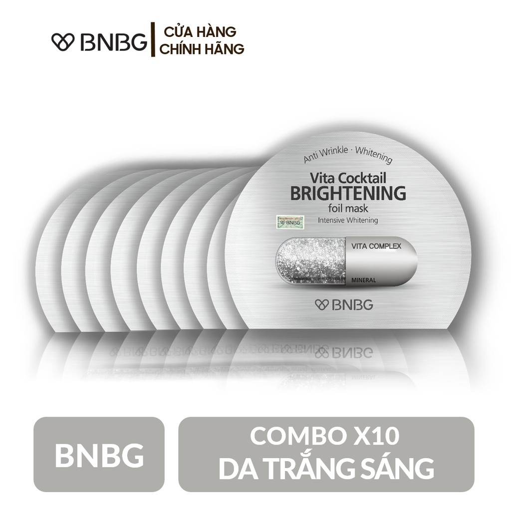 Combo 10 Mặt nạ dưỡng sáng da và làm mờ vết thâm BNBG Vita Cocktail Brightening Foil Mask - Intensive Brightening 30ml x 10