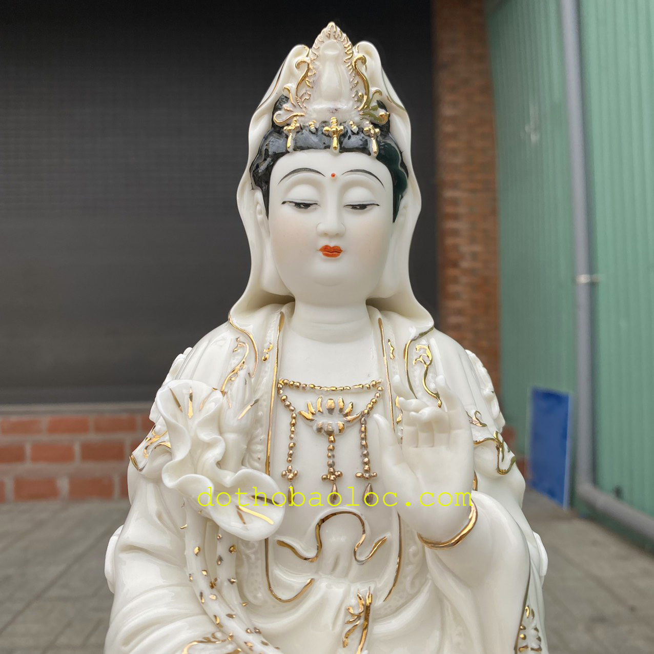 Tượng Tam Thế Phật bằng sứ trắng Đức Hóa cao 30cm