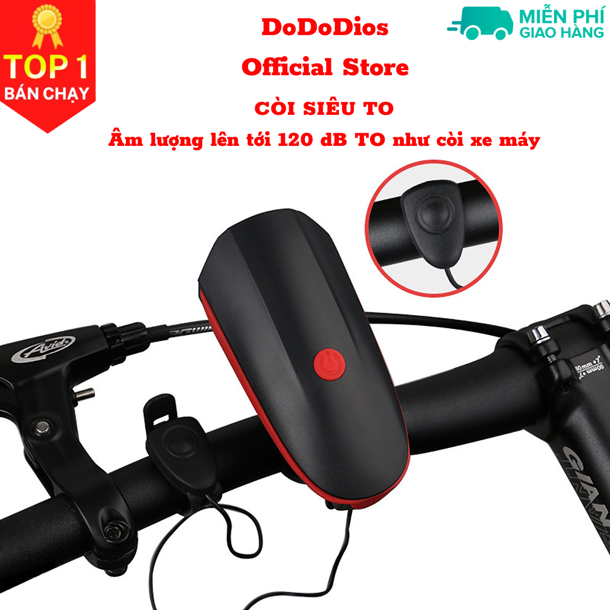 Hình ảnh Đèn xe đạp thể thao DoDoDios siêu sáng có còi pin sạc usb led T6 chống nước - Đèn còi xe đạp có 3 chế độ sáng còi to