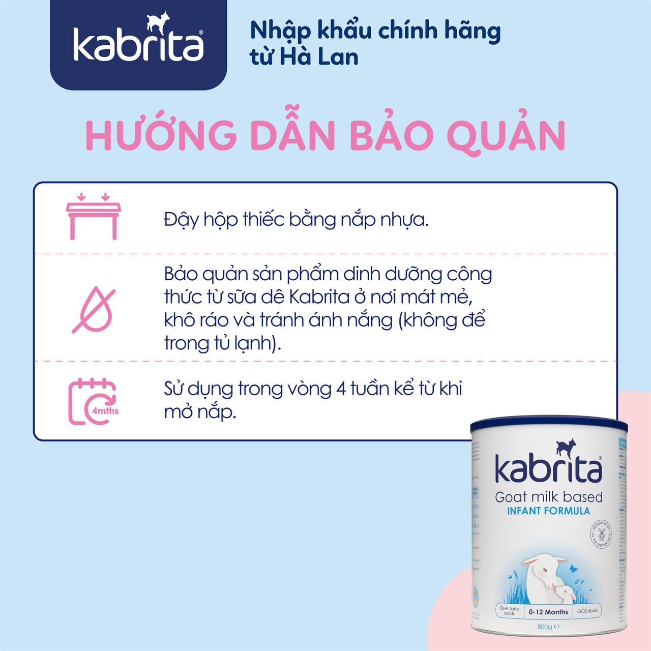 Sữa dê Kabrita số 1 cho trẻ 0-12 tháng - Lon 800g