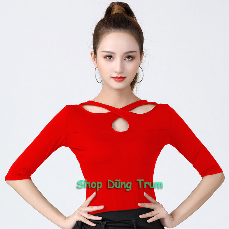 Áo khiêu vũ Latin co giãn thấm hút mồ hôi cực tốt mặc được 2 mặt siêu đẹp