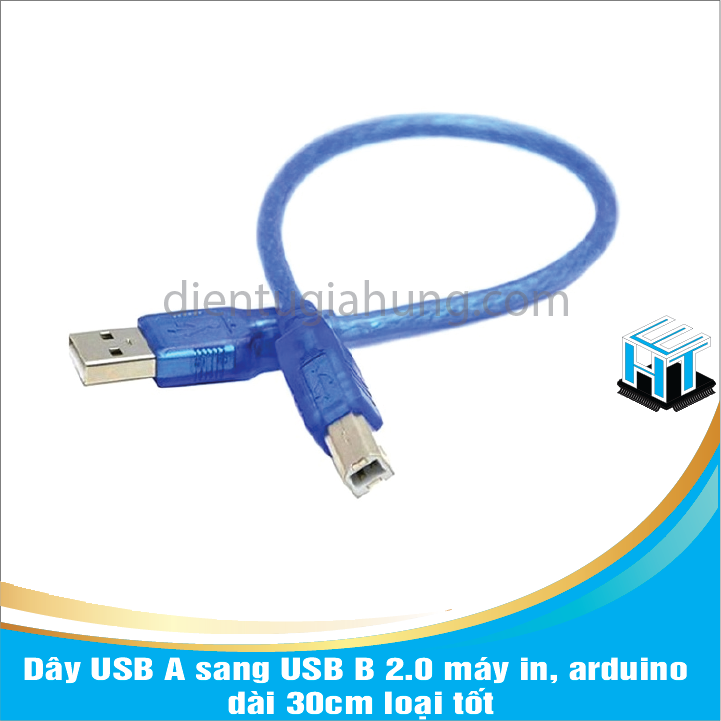 Dây USB A sang USB B 2.0 máy in, arduino dài 30cm loại tốt