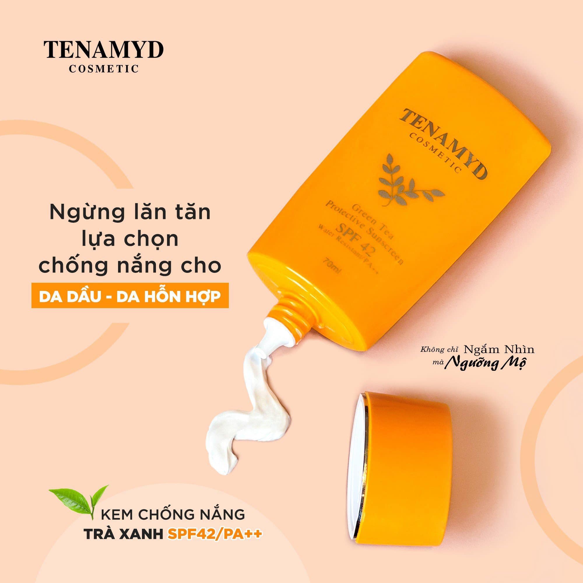 Kem chống nắng trà xanh TENAMYD Green Tea Protective Suncreem SPF42/PA++ 70ml