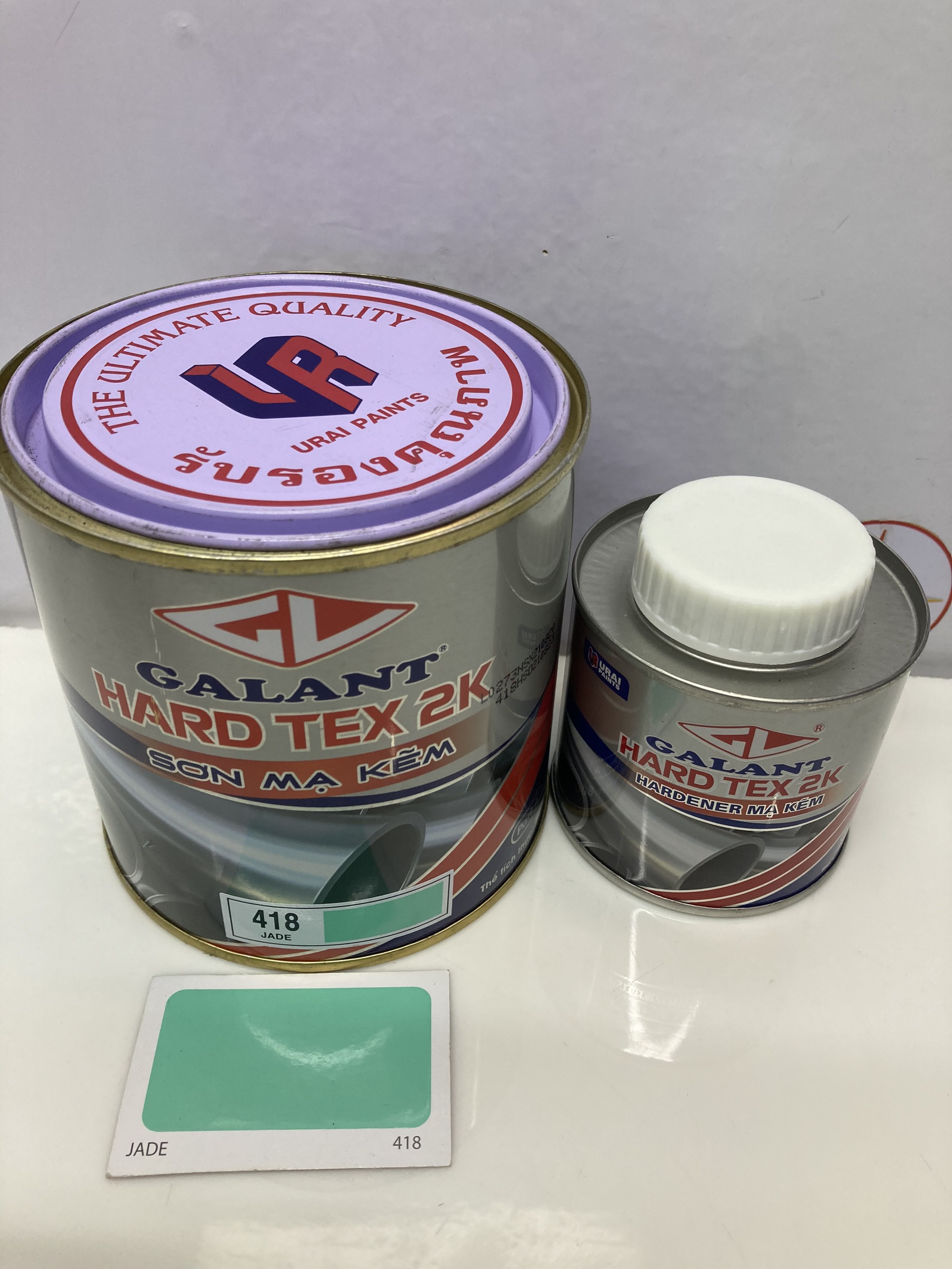 Sơn sắt mạ kẽm không cần lót Hard Tex 2K màu xanh Jade 418 1L