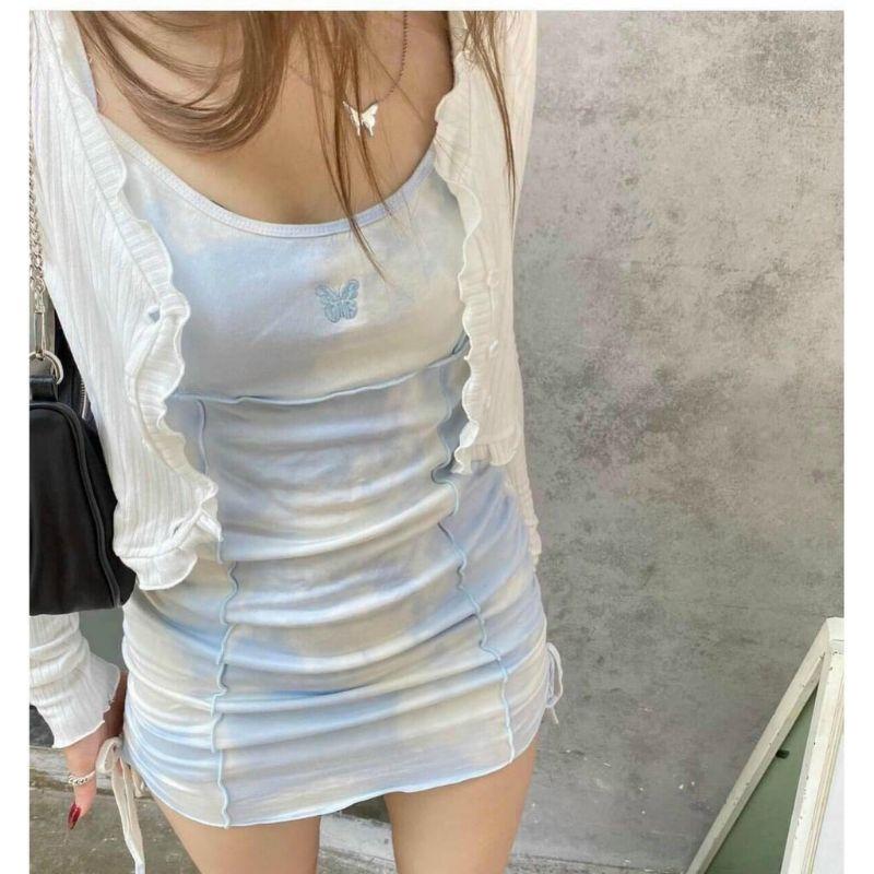 Set đầm body 2 dây kèm áo khoác cardigan xinh xắn