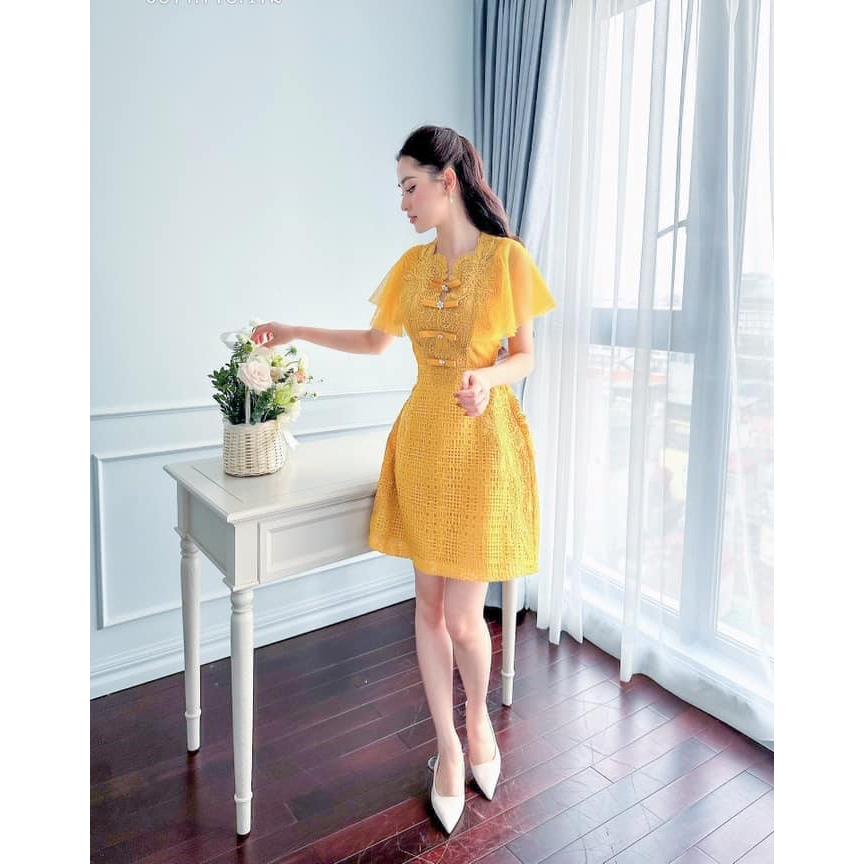 Đầm Thiết Kế CH-20 Chất Liệu Vải Tafta Đính Kết Thủ Công - Đầm Dự Tiệc Sang Trọng Đủ Size SMLXL
