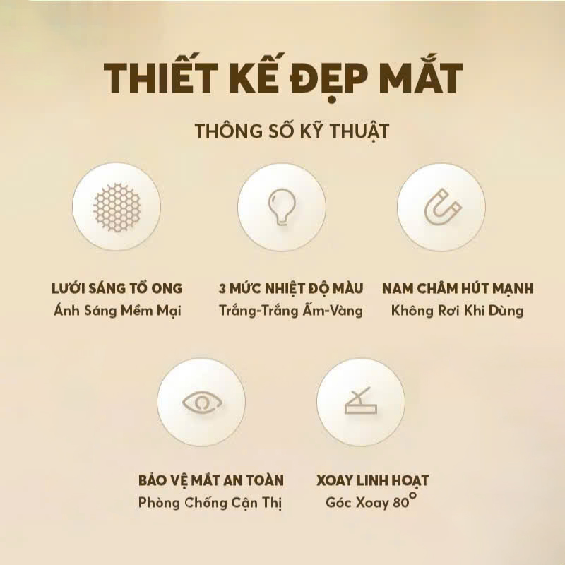 Đèn Học Để Bàn tích điện bảo vệ mắt, đèn led gắn bàn học Phòng Ngủ Bàn Trang Điểm 3 Chế Độ Sáng xoay 80 độ bảo vệ mắt - Hàng chính hãng