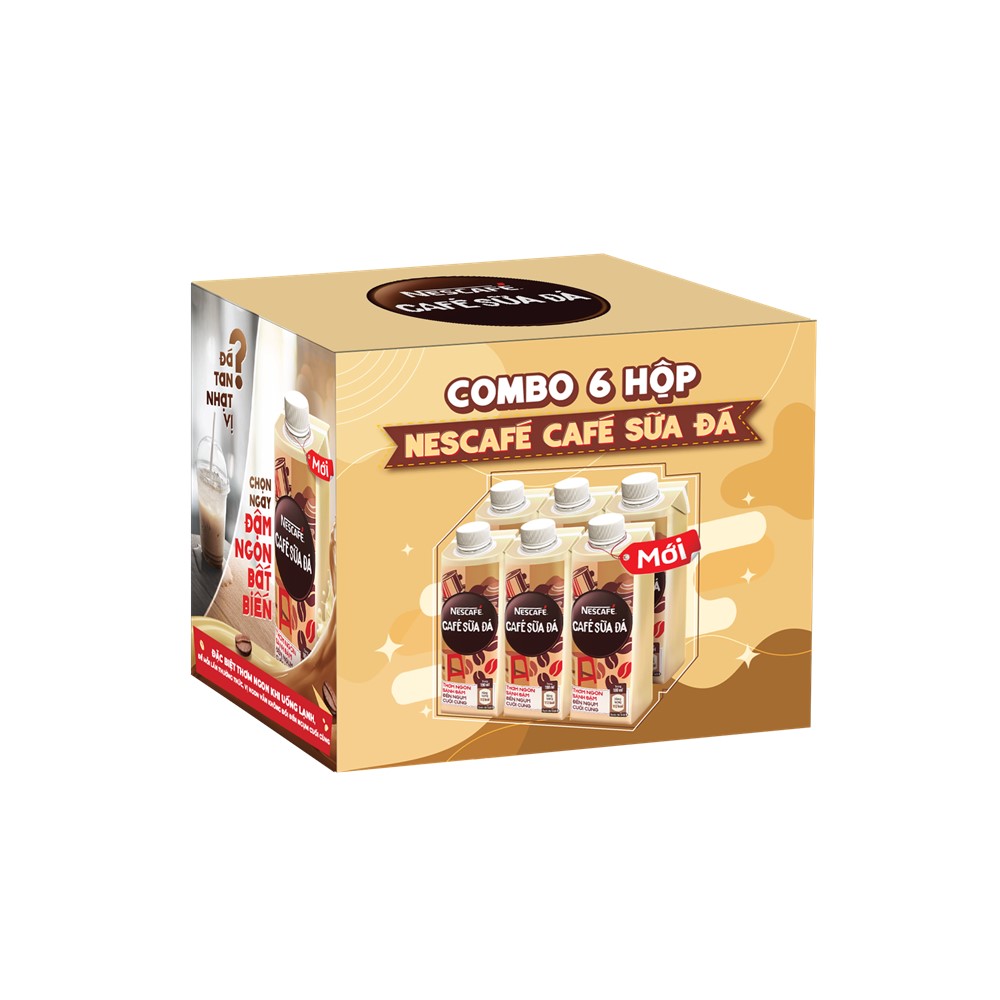 Combo 12 hộp cà phê uống liền Nescafé cà phê sữa đá (hộp 180ml) - [Tặng bộ 3 ly sứ]