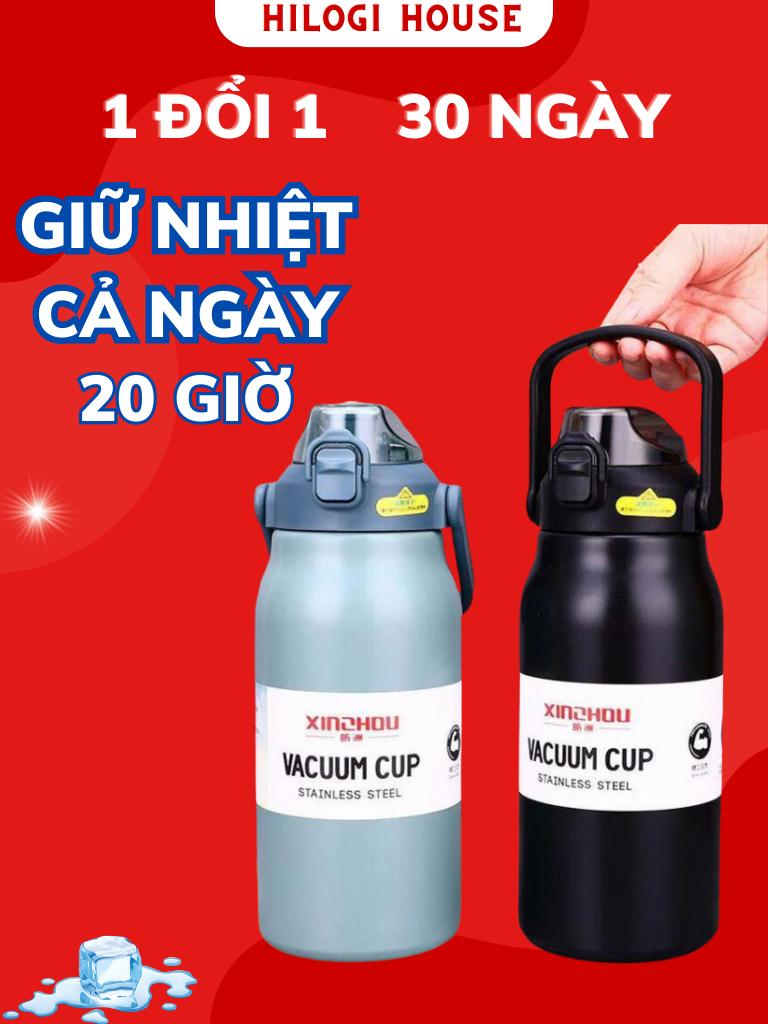Bình giữ nhiệt 1000ml Hilogi có ống hút nắp bật , giữ nóng lạnh trên 10 giờ , quai xách chắc chắn