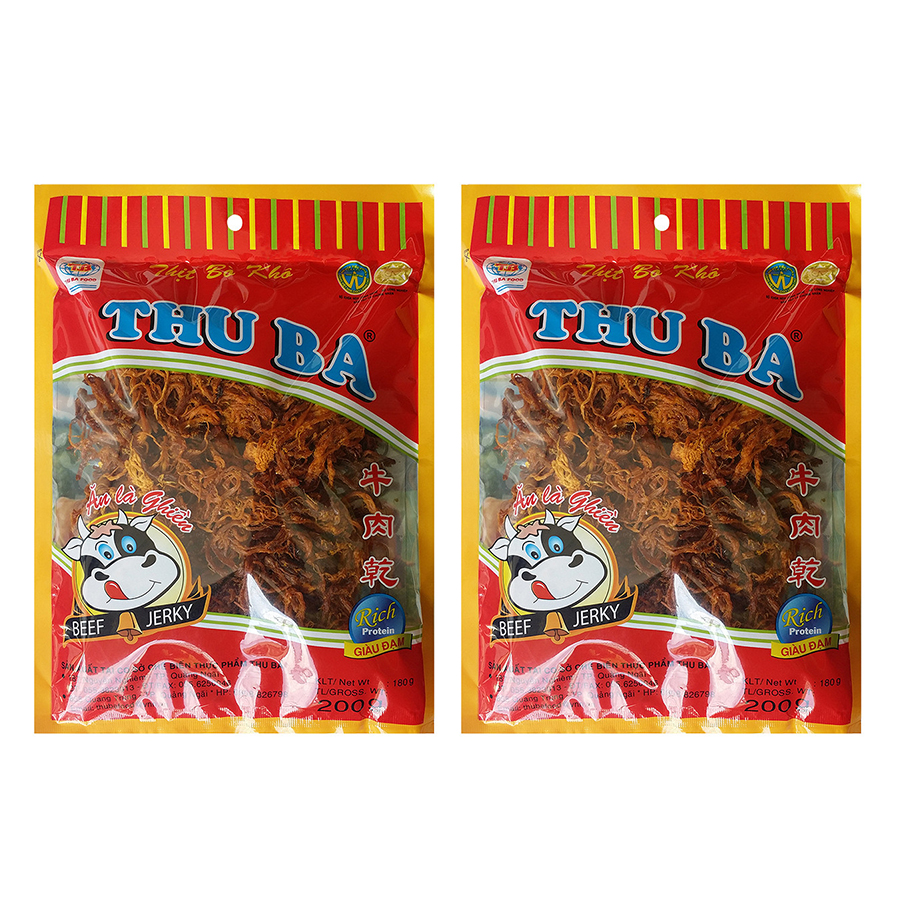 Combo 2 Gói Bò Khô Thu Ba xé sợi (200g) đồ ăn vặt