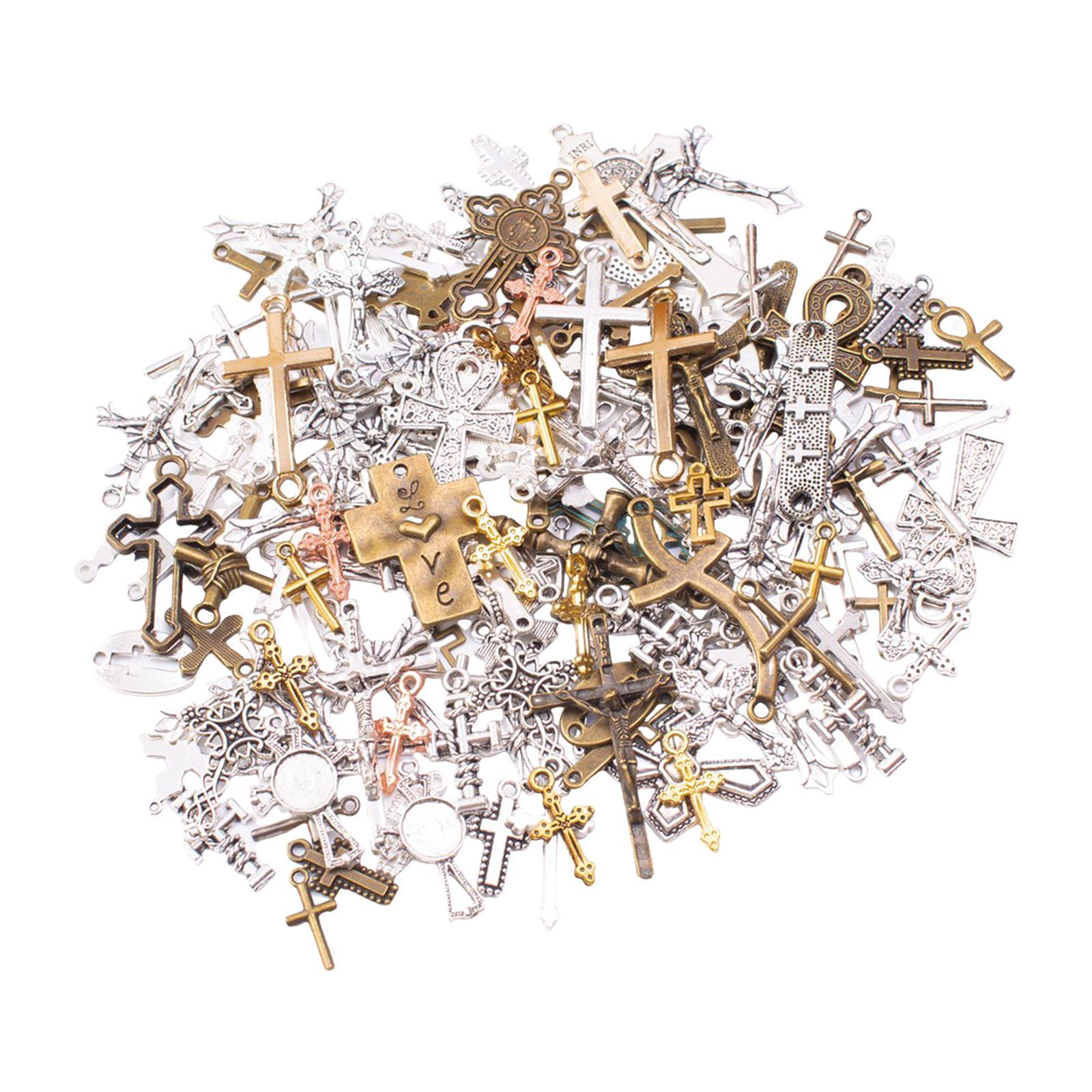 50Pcs Cross Charms Pendants for Jewelry Making Findings DIY Crafts Supplies