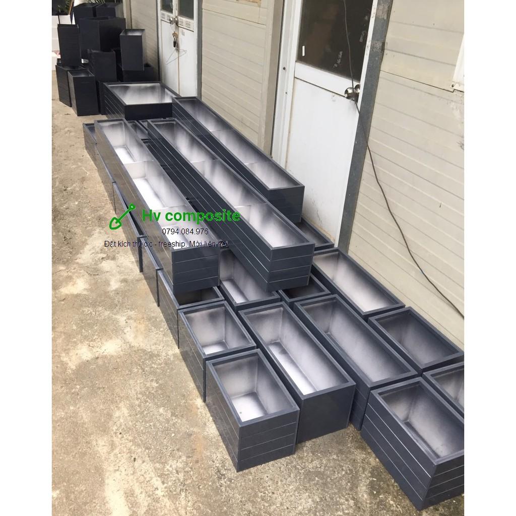 Chậu trồng cây composite 50x20x20 màu ghi sẫm