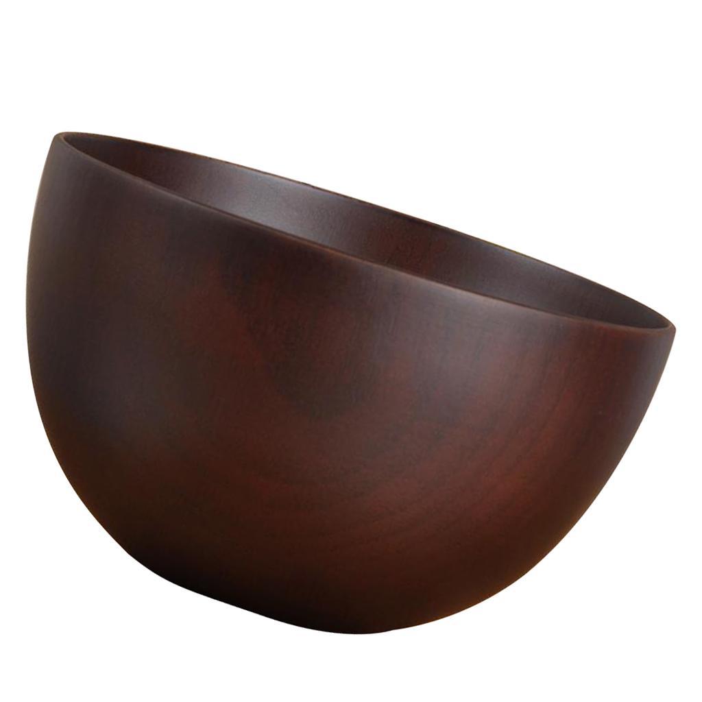 Set 2PCS Natural Wooden Bowl Rice Bowl Dessert Cereal Soup Bowl Table Decor
