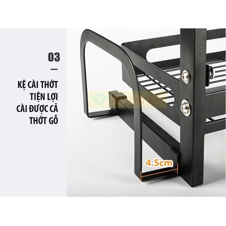 Kệ Gia Vị 2 Tầng 3 Tầng Đa Năng Nhà Bếp Thông Minh Có Ống Đũa Và Treo Dao, Thớt Đầy Đủ Phụ Kiện Sơn 3 Lớp