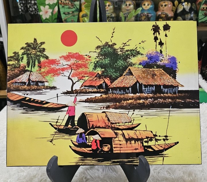Tranh sơn mài - ĐỒNG QUÊ VIỆT NAM -Hàng xuất khẩu size 30x40 cm