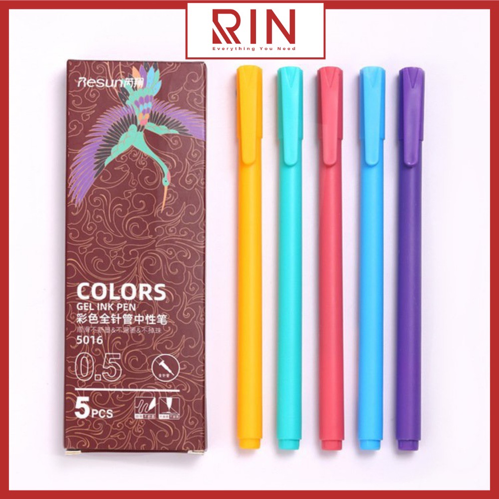 Hình ảnh Bộ bút Gel nhiều màu/ Bộ bút mực nhiều màu ngòi 0.5mm – Bộ 5 cây