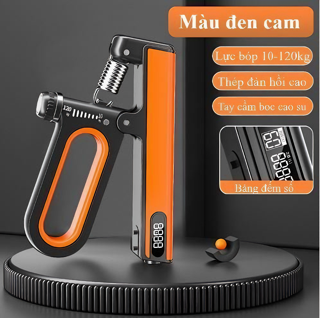 Kìm bóp cơ tay KG89 kháng lực có lò xo điều chỉnh có đếm số đếm giờ điện tử dụng cụ tập gym tại nhà lực từ 10-100kg - Hàng chính hãng