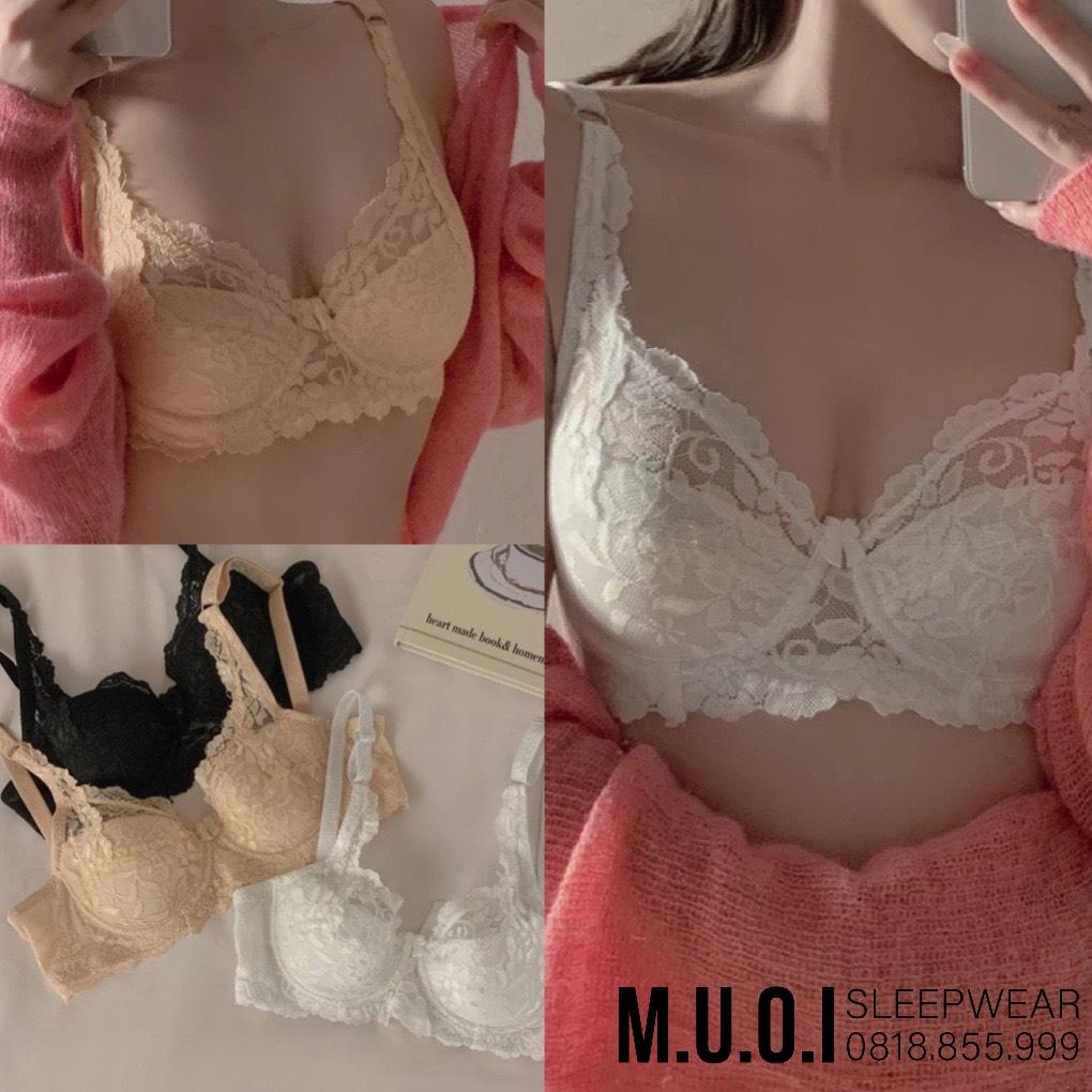 Áo Lót Bra Ren Mềm Mút Mỏng Không Gọng Hàng Đẹp Chuẩn Hàng Quảng Châu MUỐI SLEEPWEAR A01 M10