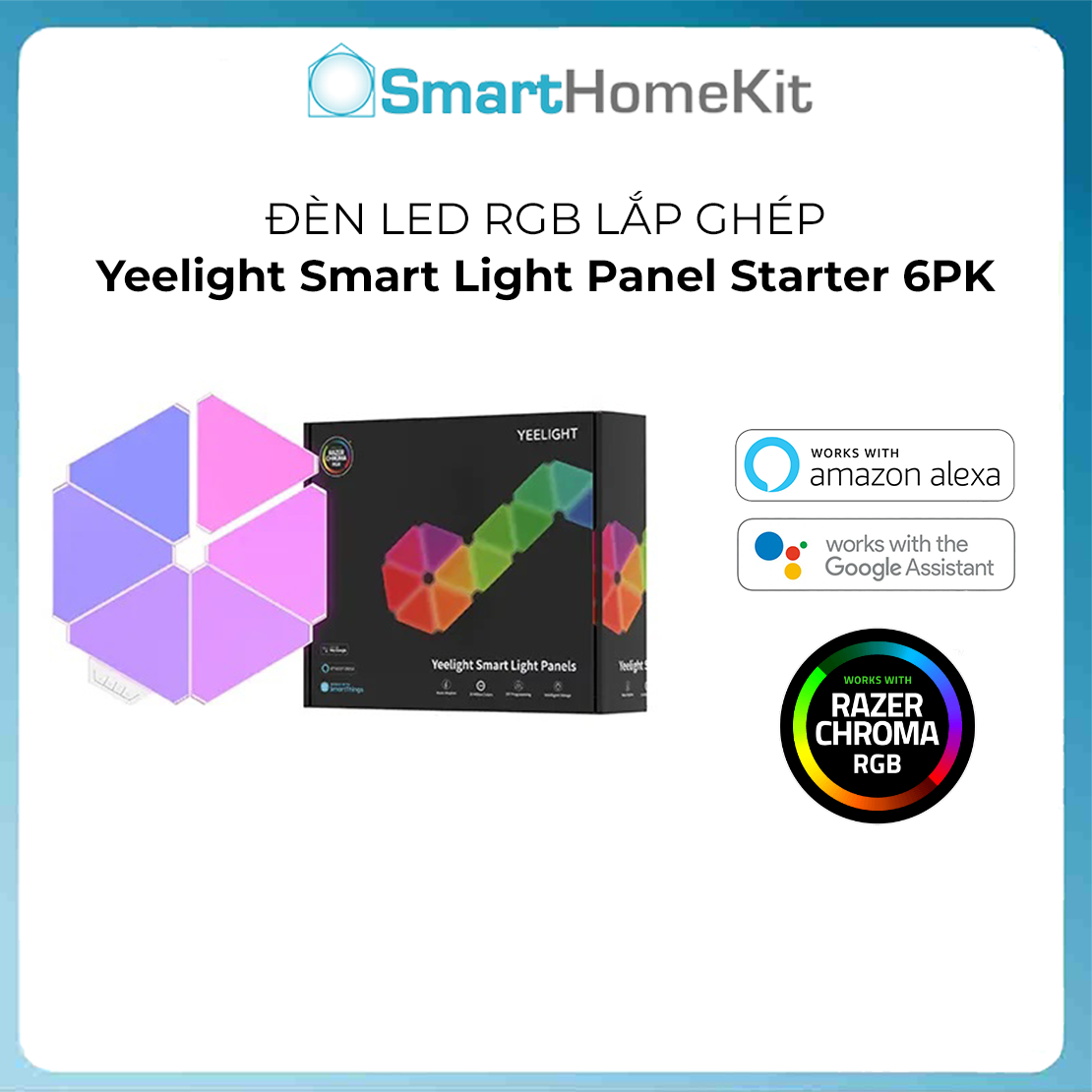 Hình ảnh Yeelight Smart Light Panels Starter Kit 6P - Đèn LED RGB lắp ghép cao cấp thông minh - Hàng Chính Hãng