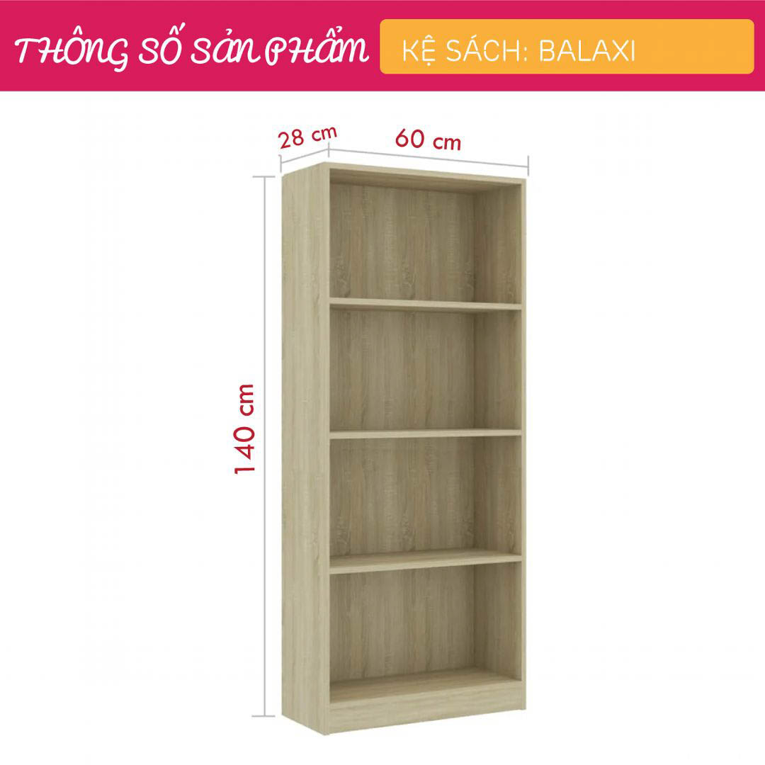 Kệ sách, kệ trang trí gỗ hiện đại SMLIFE Balaxi  | Gỗ MDF dày 17mm chống ẩm | D60xR28xC140cm