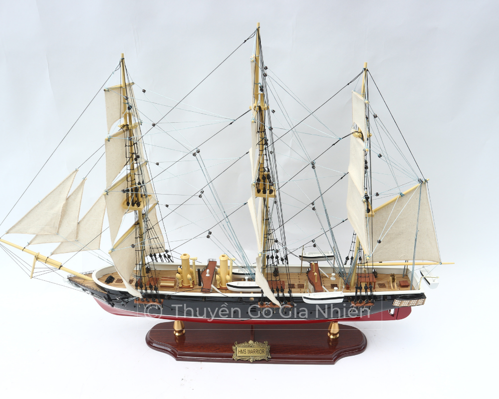 Mô Hình Thuyền Gỗ Phong Thủy Dạng Thuyền Cổ HMS WARRIOR Chính Hãng Hàng Xuất Khẩu Chất Lượng Cao
