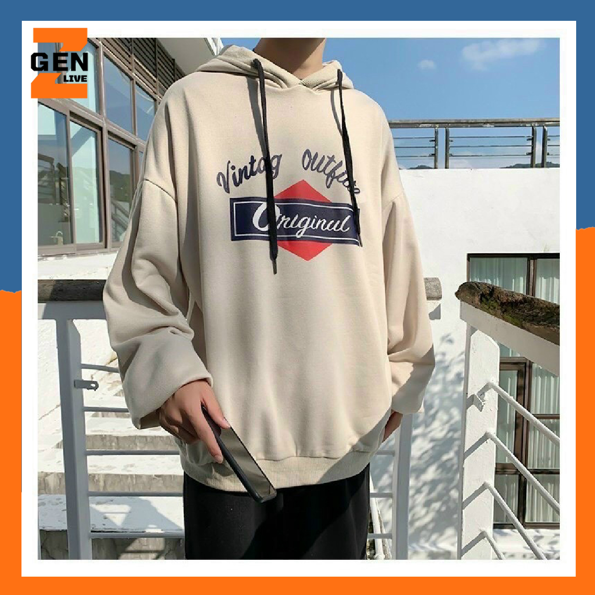 Áo hoodie unisex form rộng in chữ vintage phong cách trẻ trung năng động - LZ FASHION- LZTP019