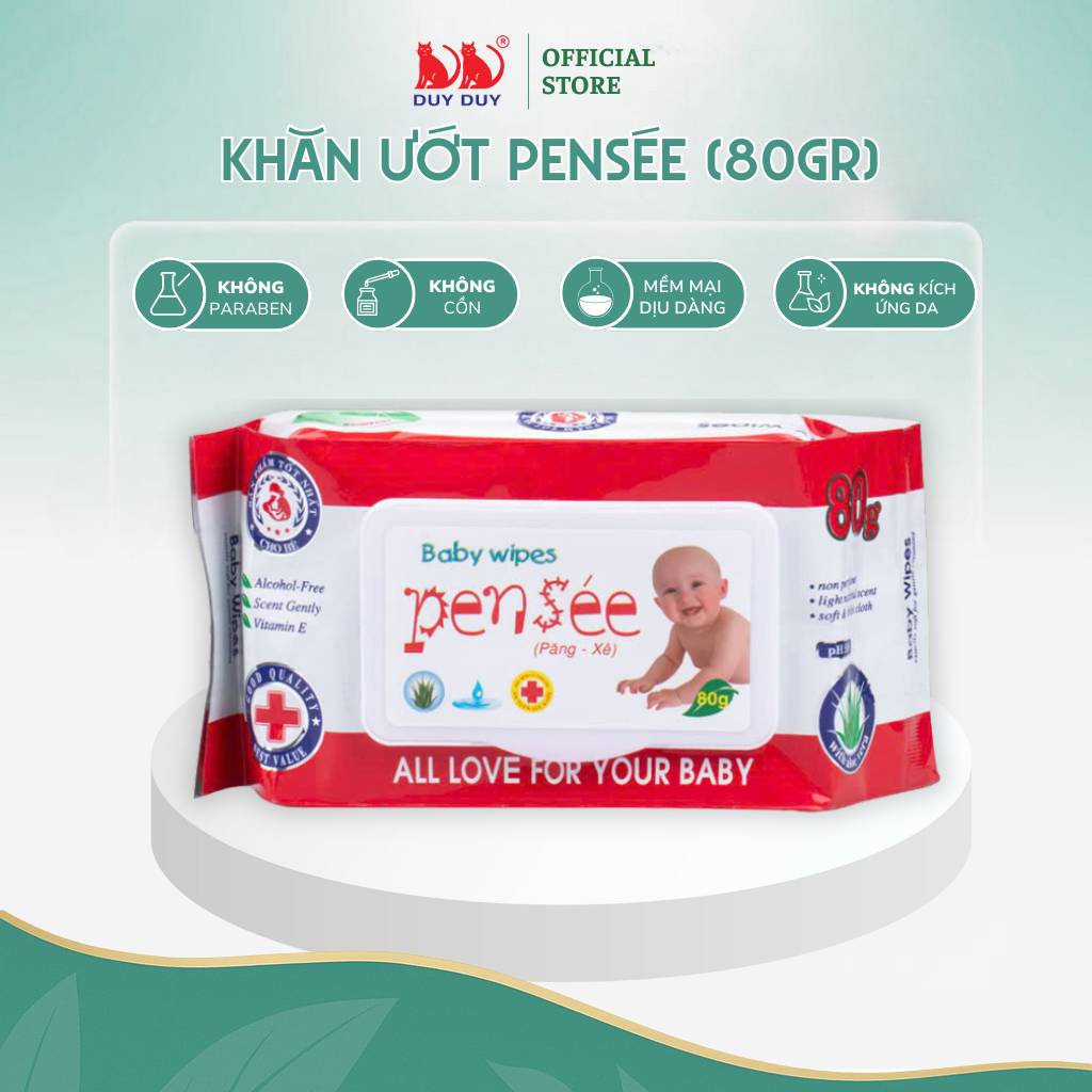 Combo 10 gói Khăn ướt cho bé Baby Pensee vải không dệt rayon cao cấp 55 miếng (13.5x20cm) không paraben