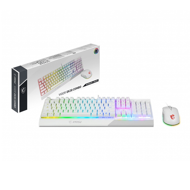 Bộ bàn phím, chuột gaming giả cơ MSI Vigor GK30 (màu trắng) - Hàng Chính Hãng