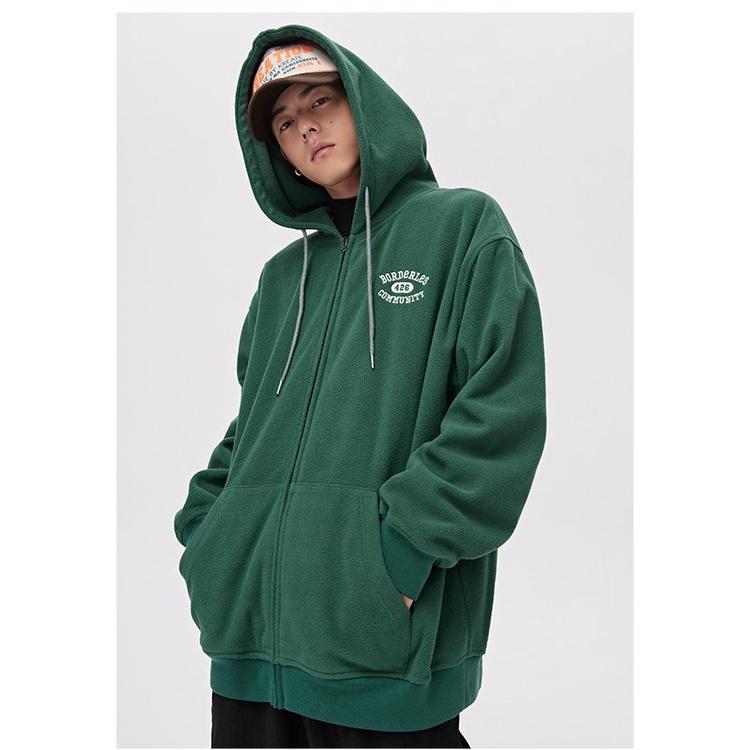 Áo Hoodie Zip Unisex Nỉ Ngoại In Chữ F426 Xanh Lá