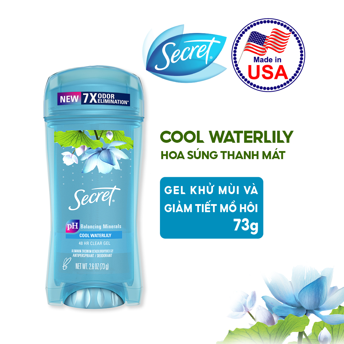Gel Khử Mùi Secret Waterlily 73g Nhập Khẩu Mỹ