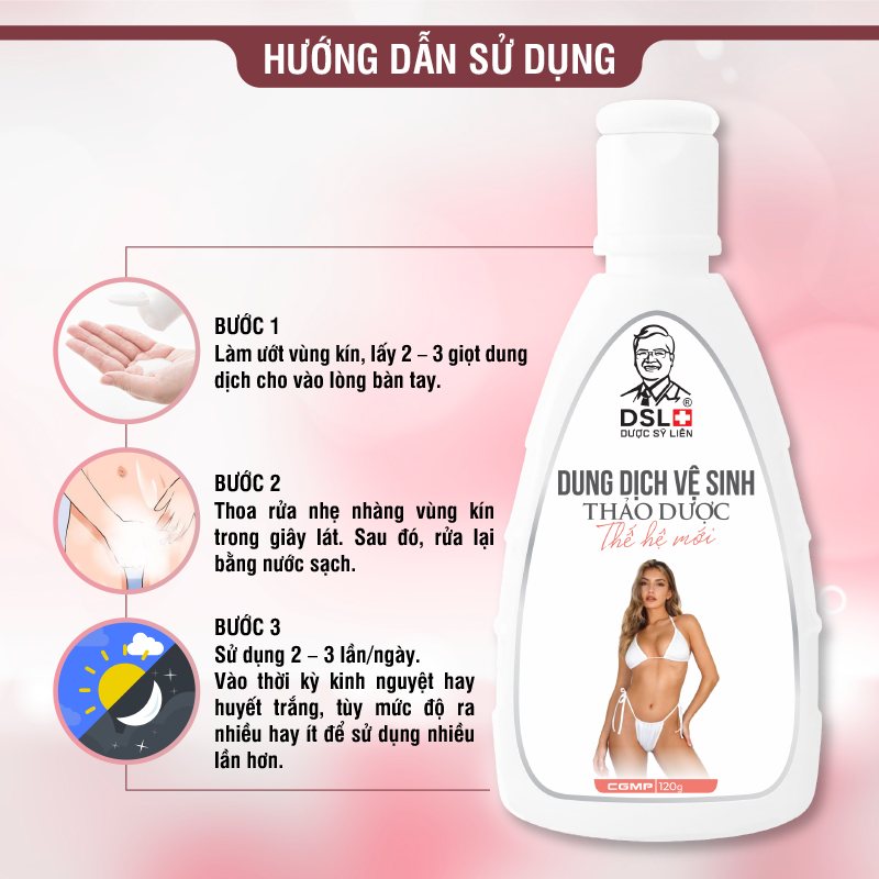 [DSL] Dung dịch vệ sinh phụ nữ thảo dược thế hệ mới (120g) thơm lâu, kháng khuẩn, chiết xuất thiên nhiên