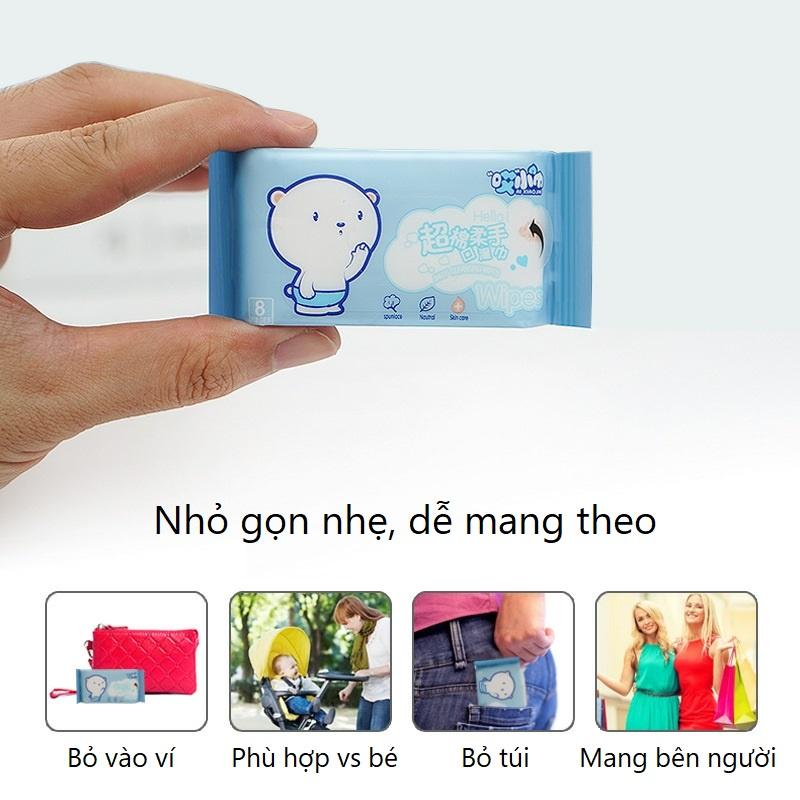 Khăn giấy ướt mini bỏ túi xinh xắn, Giấy lau mặt lau tay không mùi an toàn cho da