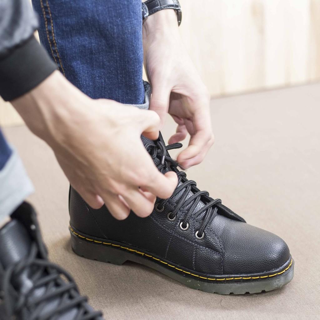 Giày Boot Nam Cao Cổ Màu Đen Đế Khâu Cực Chắc Chắn Và Phong Cách - M89- Kèm Gỗ Mun sừng