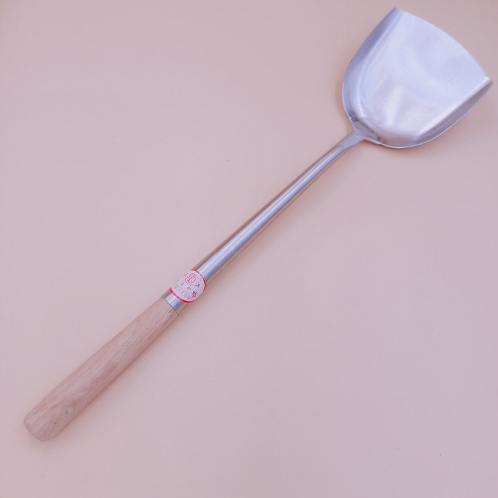 Xẻng lật chiên xào đồ ăn loại lớn inox 304 cán gỗ cao cấp