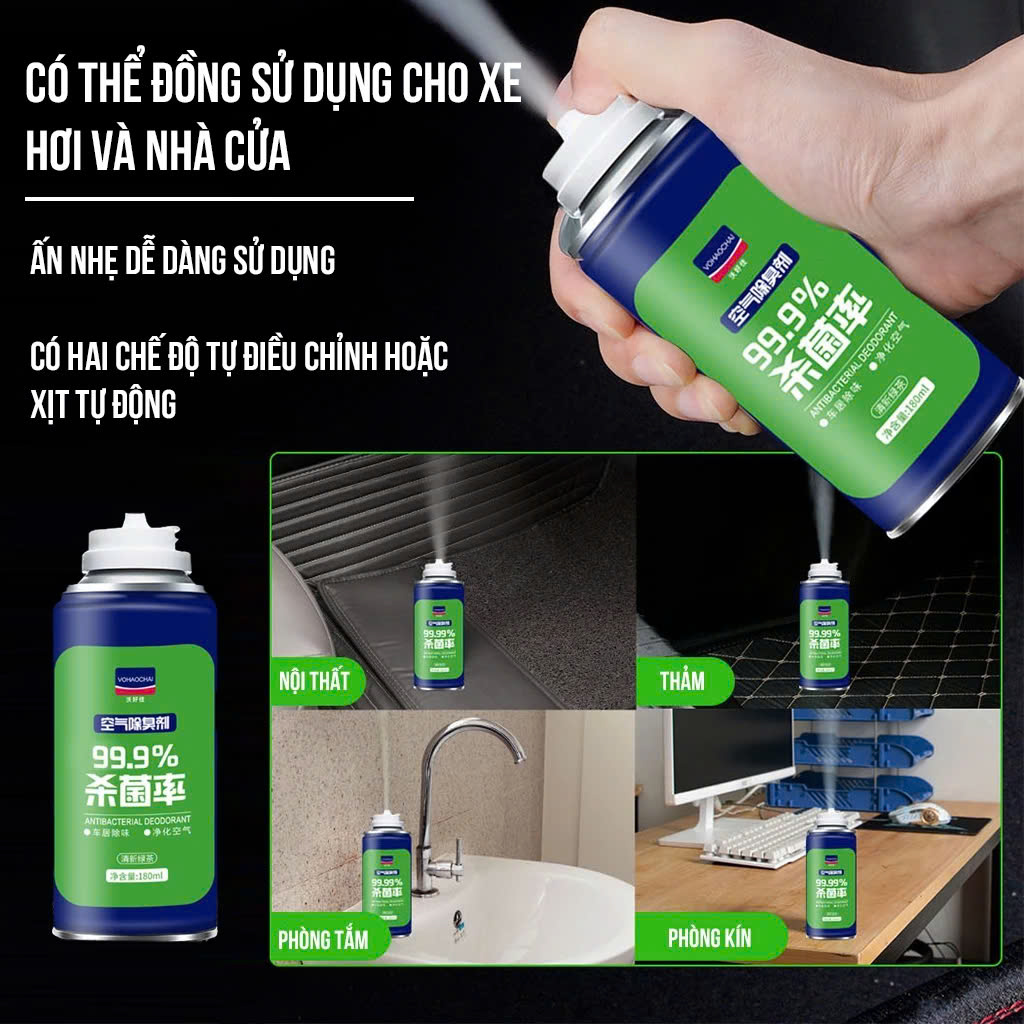 Chai Xịt Khử Mùi Khử Khuẩn Tự Động KC 99,98% – Dùng Cho Ô Tô, Điều Hòa, Phòng Ngủ Cực Hiệu Quả