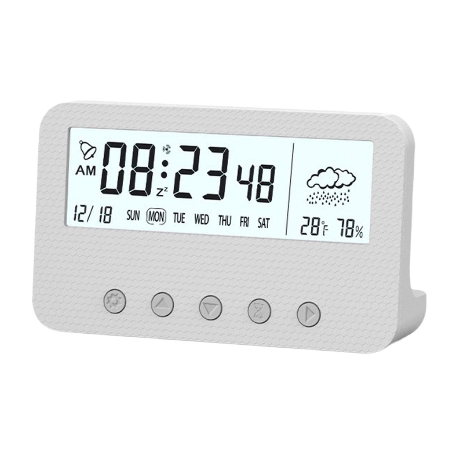 Alarm Clock Thermometer Hygrometer Snooze Humidity for Bedroom Outdoor