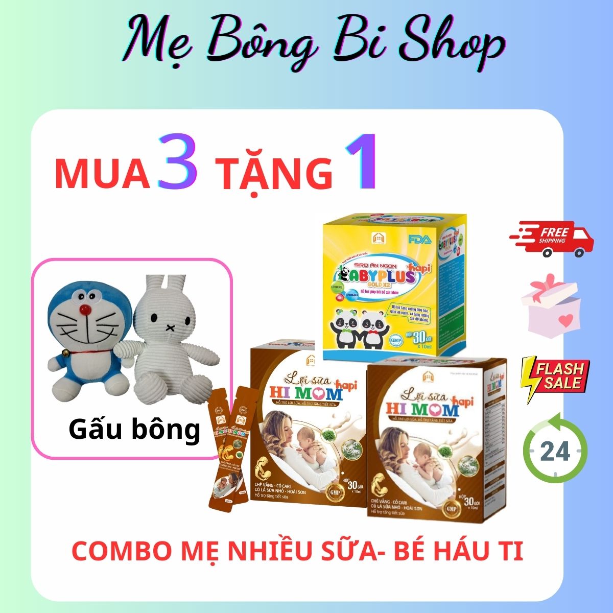 COMBO 2 HỘP LỢI SỮA 1 SIRO CHO MẸ [Tặng gấu bông