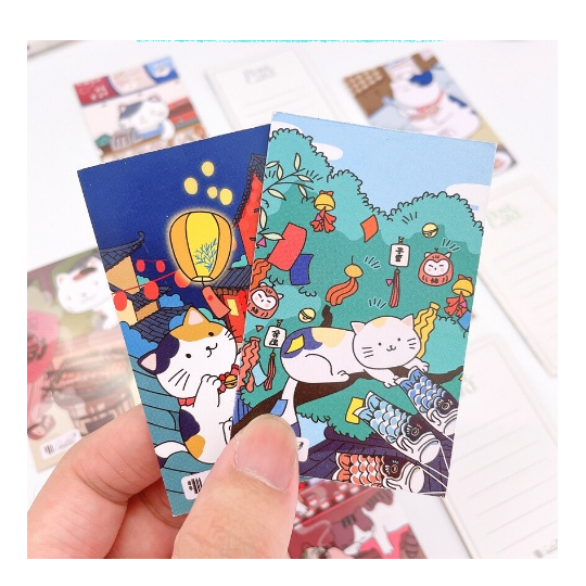 Bưu thiếp mèo Nhật Bản set 8 miếng dễ thương Postcard mèo Nhật Bản Guden Stationery