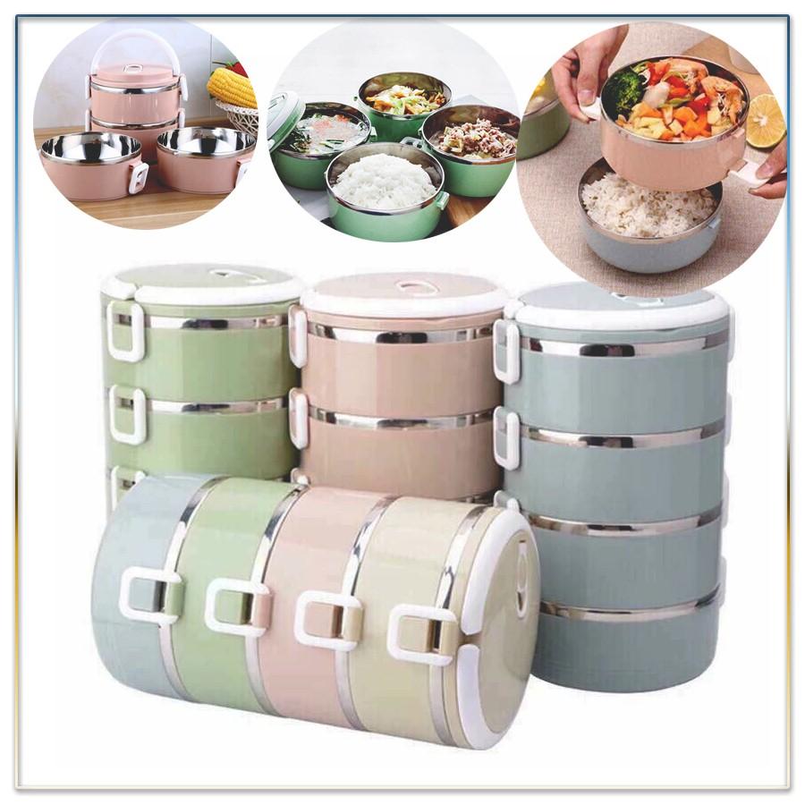 Combo 2 Cặp Lồng Văn phòng, Hộp Cơm Văn Phòng Giữ Nhiệt Lúa Mạch 4 Tầng, Ruột inox