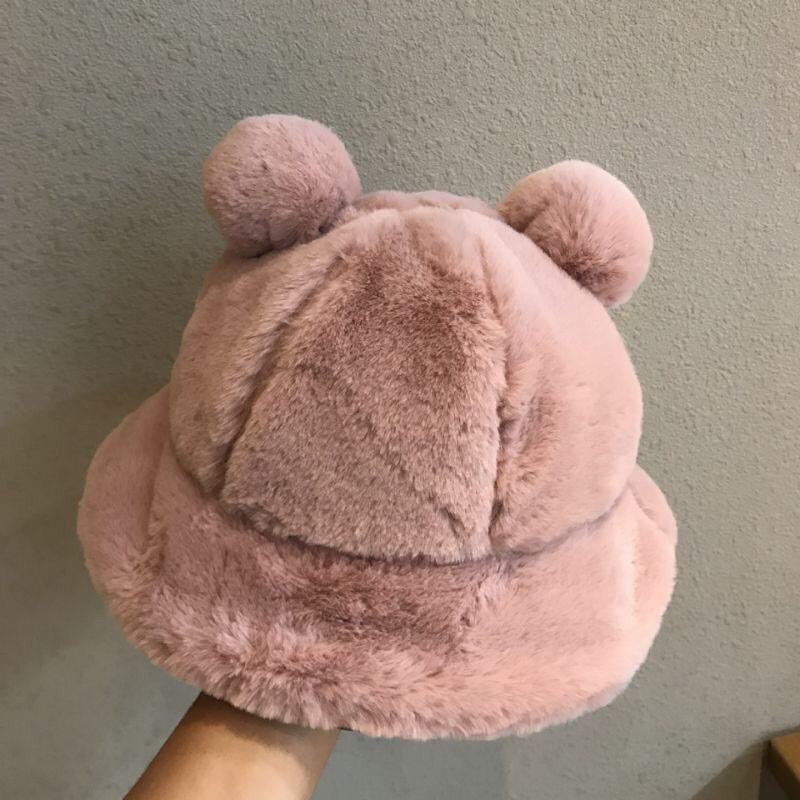 Nón bucket lông thỏ tai gấu siêu dễ thương