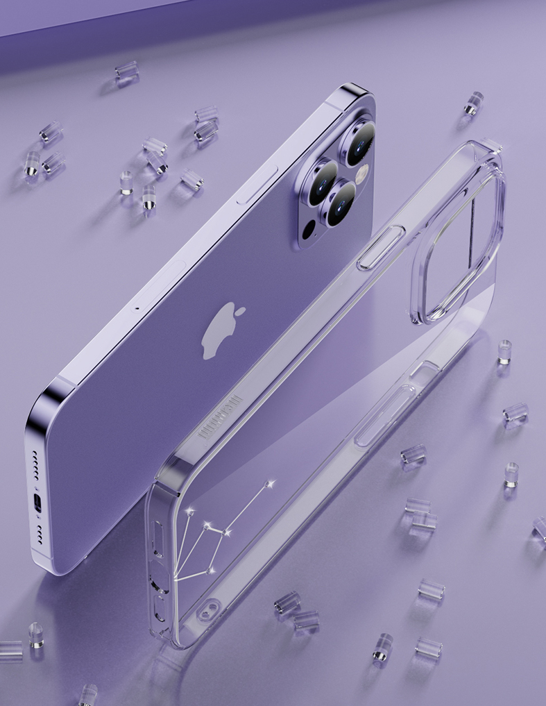 Ốp lưng cứng trong suốt đính đá dành cho iPhone 14 Pro hiệu Memumi - Hàng nhập khẩu