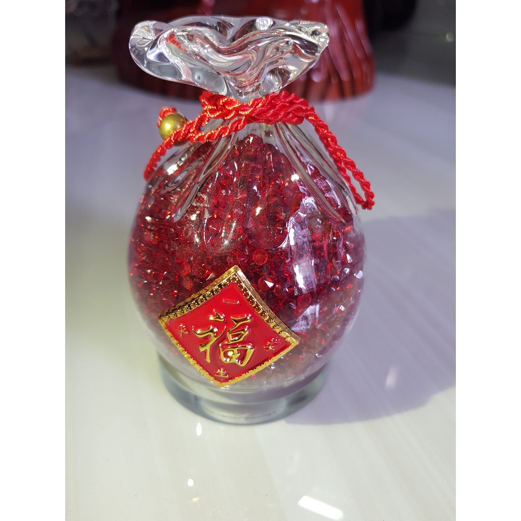 Tượng Túi Tiền Để bàn làm việc và xe hơi Thạch Anh ĐỎ ĐÔ ĐẬM ĐẸP tự nhiên cao 10cm x 7cm hợp mệnh HỎA THỔ trưng rất đẹp xinh may mắn ạ