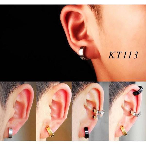 Khuyên tai nam tròn kẹp k cần bấm lỗ tai