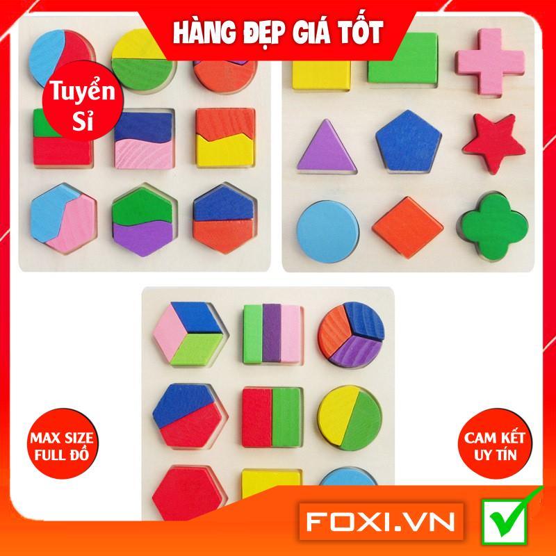 Combo 3 đồ chơi gỗ hình học Foxi-nhiều màu sắc sặc sỡ-trò chơi giáo cụ học tập bổ ích dành cho bé yêu