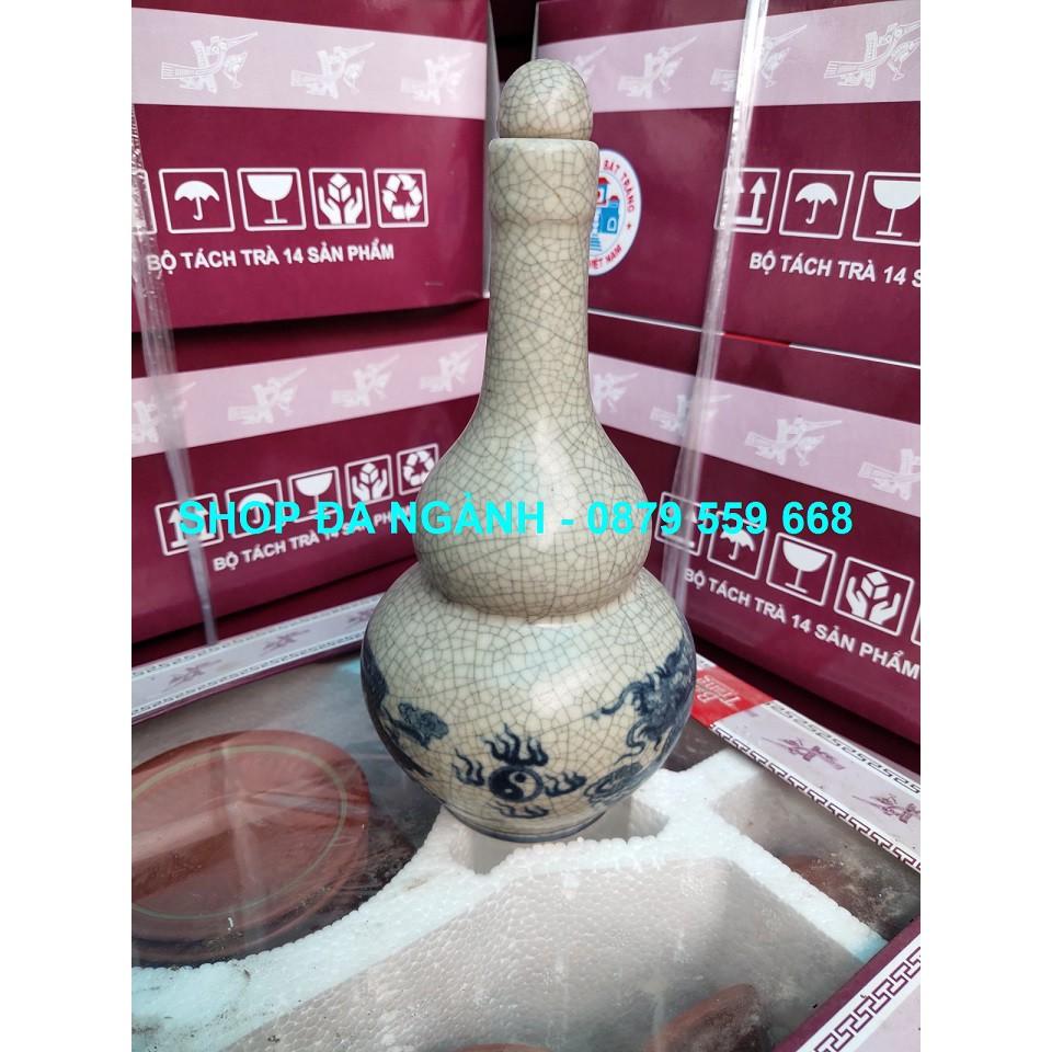 Nậm hai bầu men rạn cao 19 cm