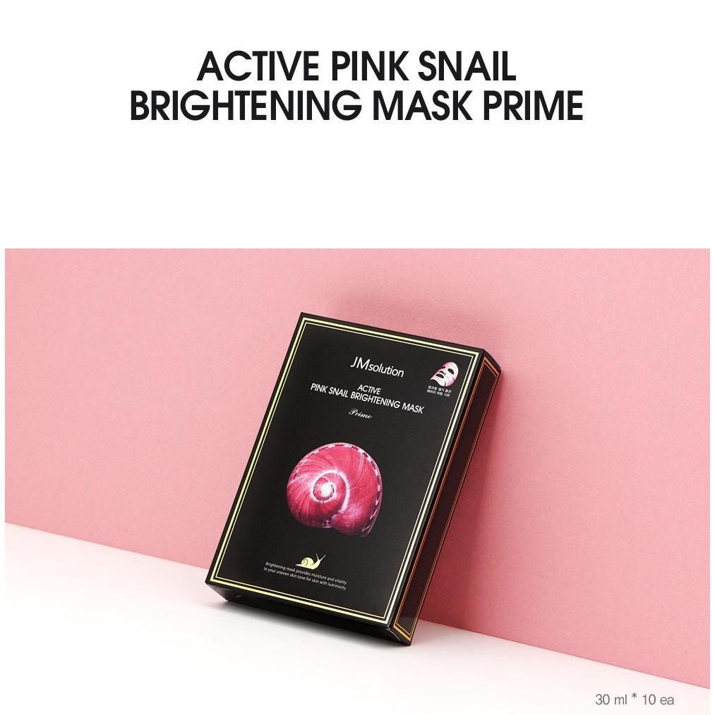 Hộp 10 Mặt Nạ Dưỡng Da Trắng Mịn Đều Màu JM solution Active Pink Snail Brightening Mask 30ml x 10